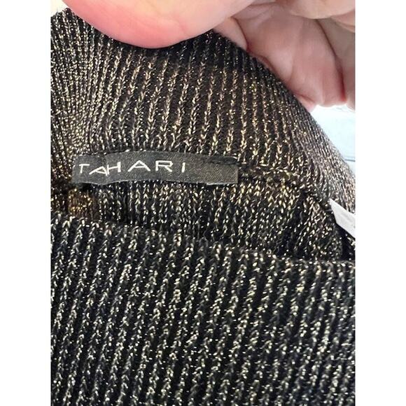 NWT Tahari Black Shimmer Metallic Pleated Midi Skirt Size M - Picture 5 of 9